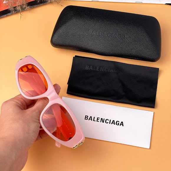 Balenciaga BB0095S 003 BRAND NEW Sunglasses Pink Gold Red Cat Eye Unisex - Picture 2 of 11